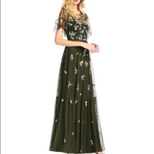 Adrianna Papell Boho Beaded Mesh Gown Size 4